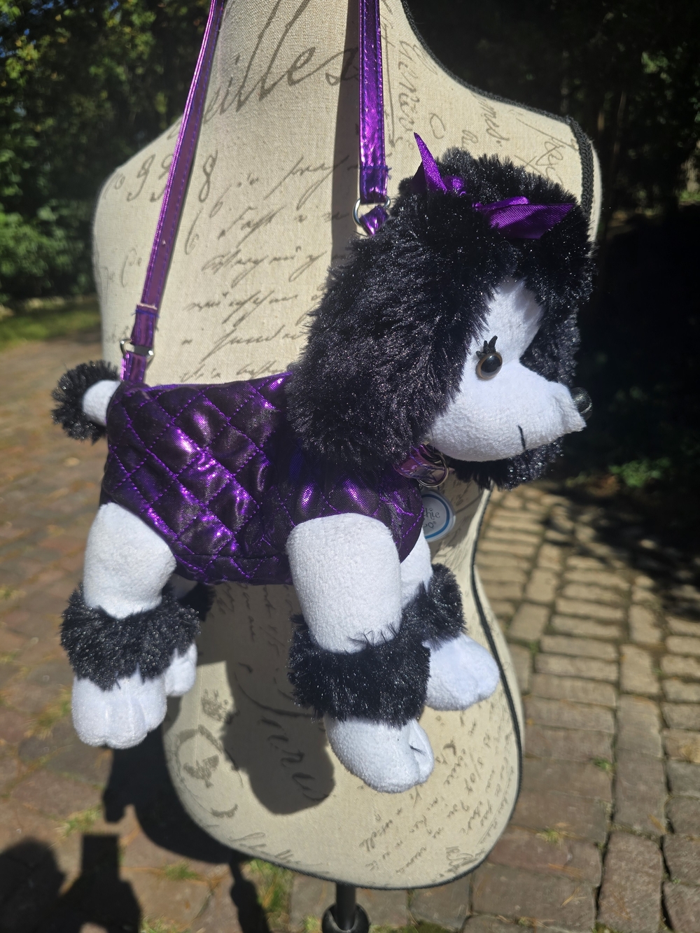 Poochie & Co. HTF Y2K Black And White Poodle With Purple Metallic Purse